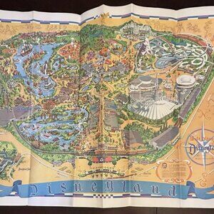 Vtg 1968 DISNEYLAND Map Poster Walt Disney Magic Kingdom EXCELLENT 45” x 30”
